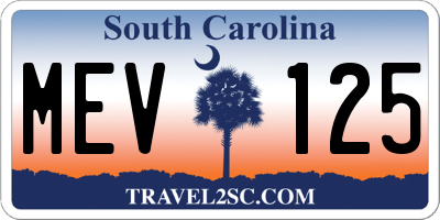 SC license plate MEV125
