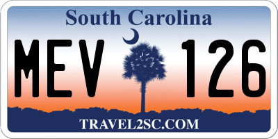 SC license plate MEV126