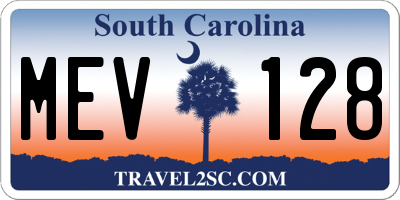 SC license plate MEV128