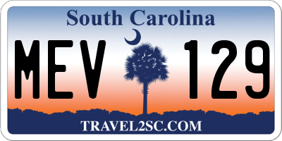 SC license plate MEV129