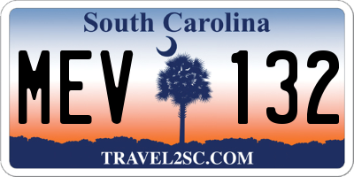 SC license plate MEV132