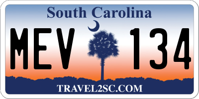 SC license plate MEV134
