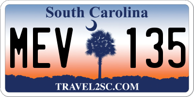 SC license plate MEV135