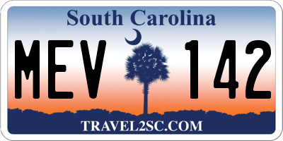 SC license plate MEV142