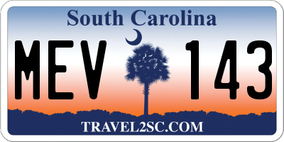 SC license plate MEV143