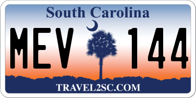 SC license plate MEV144