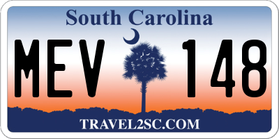 SC license plate MEV148