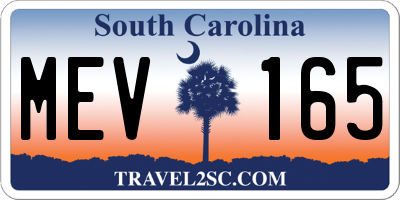 SC license plate MEV165