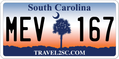 SC license plate MEV167