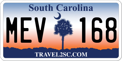 SC license plate MEV168