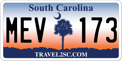 SC license plate MEV173