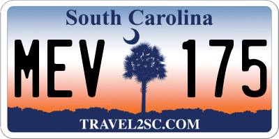 SC license plate MEV175