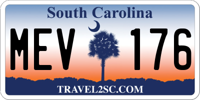 SC license plate MEV176