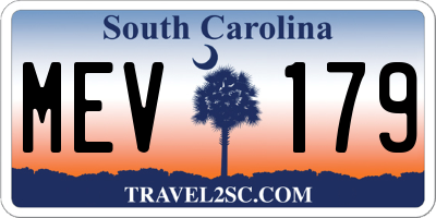 SC license plate MEV179