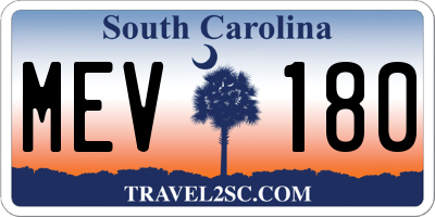 SC license plate MEV180
