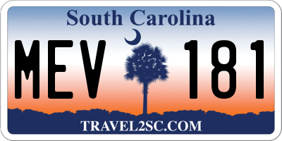 SC license plate MEV181