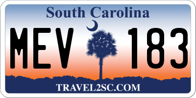SC license plate MEV183