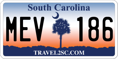 SC license plate MEV186