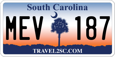SC license plate MEV187