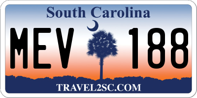 SC license plate MEV188