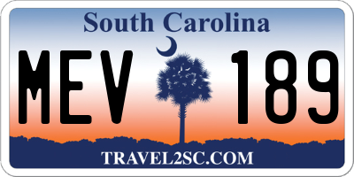 SC license plate MEV189