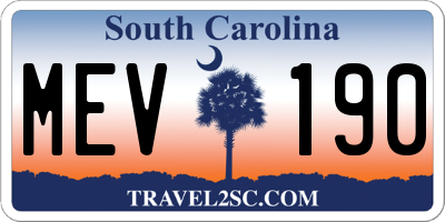 SC license plate MEV190