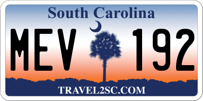 SC license plate MEV192