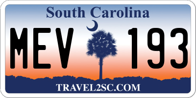 SC license plate MEV193