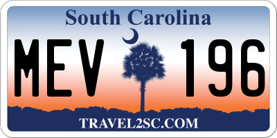 SC license plate MEV196