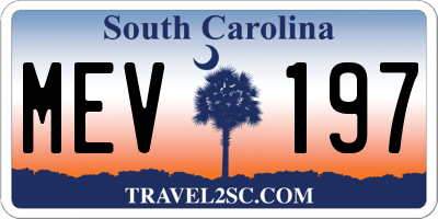 SC license plate MEV197