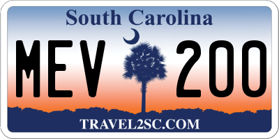 SC license plate MEV200