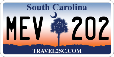 SC license plate MEV202