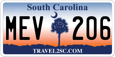SC license plate MEV206