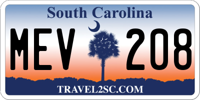 SC license plate MEV208