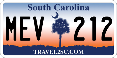 SC license plate MEV212