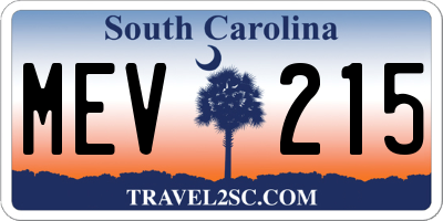 SC license plate MEV215