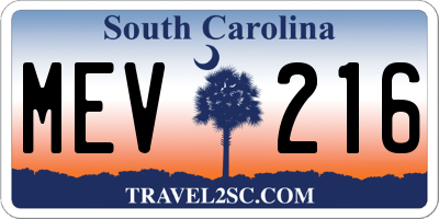SC license plate MEV216