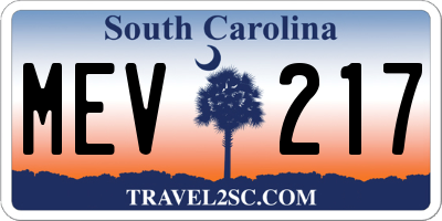 SC license plate MEV217