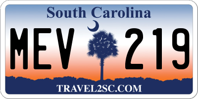 SC license plate MEV219