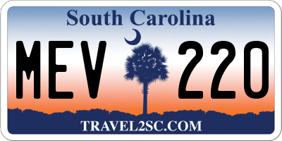 SC license plate MEV220