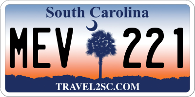 SC license plate MEV221