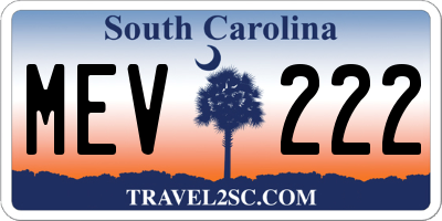 SC license plate MEV222