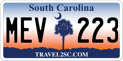 SC license plate MEV223