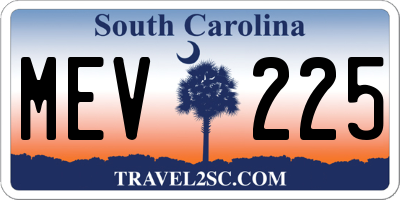 SC license plate MEV225