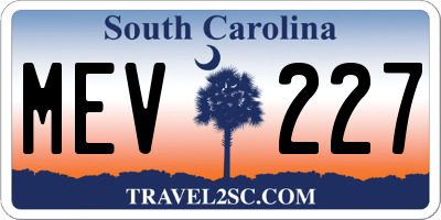 SC license plate MEV227