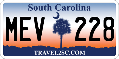 SC license plate MEV228