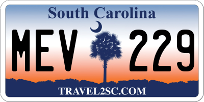 SC license plate MEV229