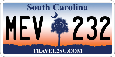 SC license plate MEV232