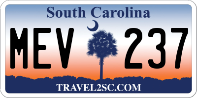 SC license plate MEV237
