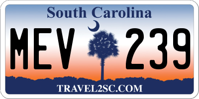 SC license plate MEV239